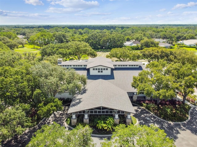 bird's eye view with a view of trees