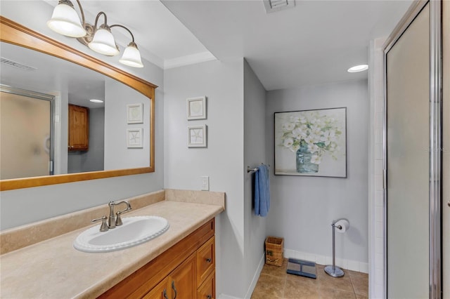 1460 Gulf Blvd Unit 406, Clearwater Beach, FL 33767 - bathroom featuring a shower stall, baseboards, tile patterned flooring, and visible vents