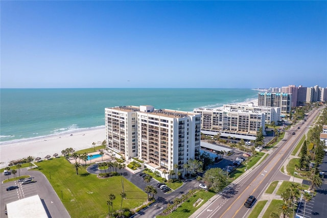 1460 Gulf Blvd Unit 406, Clearwater Beach, FL 33767 - aerial view featuring a water view and a beach view