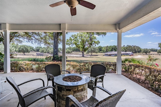 25601 Hutcheson Ln, Sorrento, FL 32776 - view of patio with a fire pit and ceiling fan