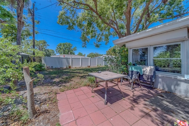 view of patio / terrace with a fenced backyard and outdoor dining space