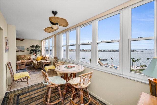 5108 Brittany Dr S Unit 607, Saint Petersburg, FL 33715 - sunroom / solarium with a water view and baseboards