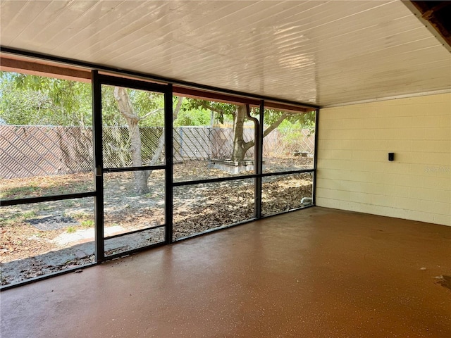 view of unfurnished sunroom