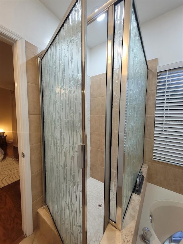 824 Greenbelt Cir, Brandon, FL 33510 - bathroom featuring a stall shower and a garden tub