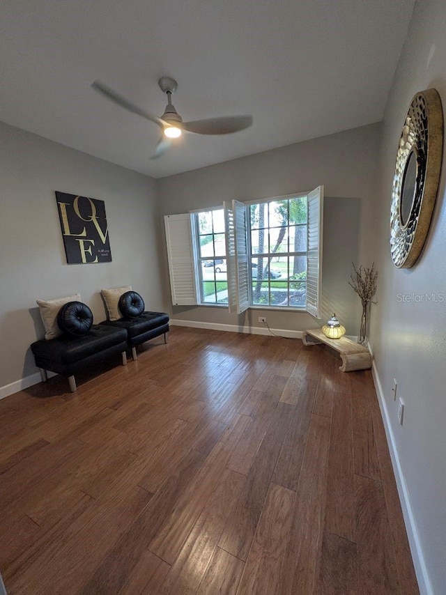 824 Greenbelt Cir, Brandon, FL 33510 - living area featuring wood finished floors and a ceiling fan