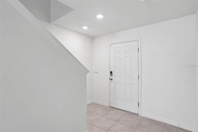 7530 Broad Pointe Dr, Zephyrhills, FL 33540 - entrance foyer with light tile patterned floors and recessed lighting