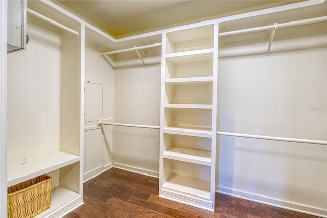 spacious closet with wood finished floors