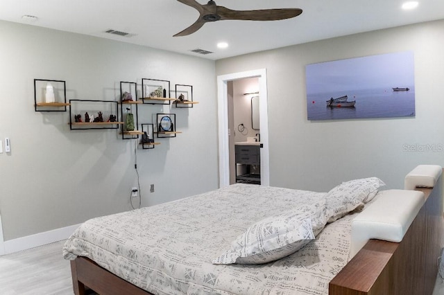 600 Eleuthera Dr, Punta Gorda, FL 33950 - bedroom with light wood-style floors, recessed lighting, visible vents, and baseboards
