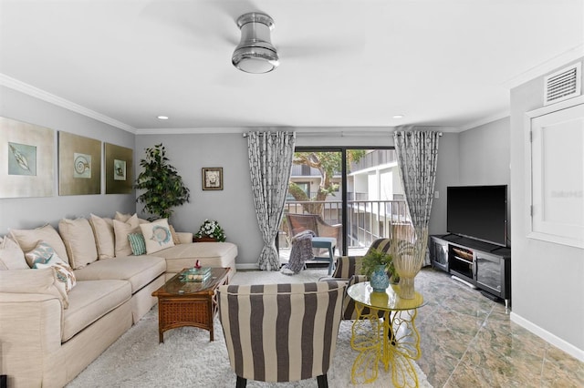105 4th Ave NE Unit 219, Saint Petersburg, FL 33701 - living area with crown molding, recessed lighting, baseboards, and visible vents