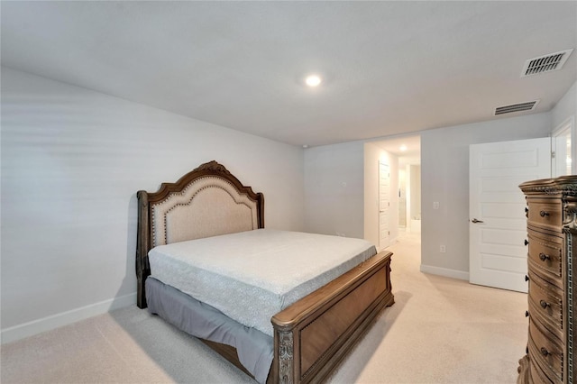 5419 Knights Landing Dr, Lakeland, FL 33810 - bedroom with recessed lighting, visible vents, light colored carpet, and baseboards
