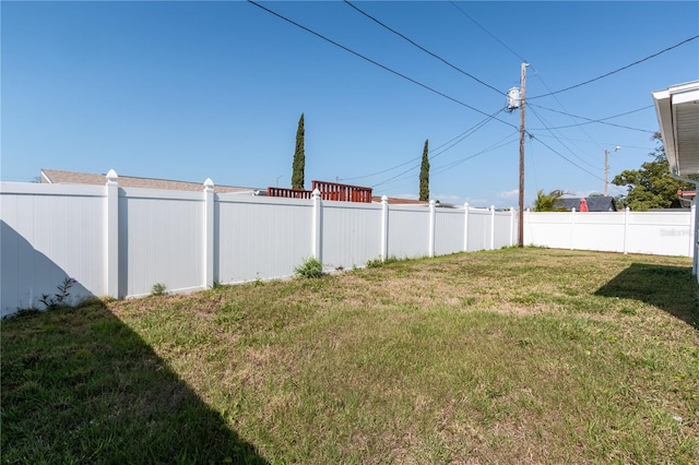 view of yard featuring a fenced backyard