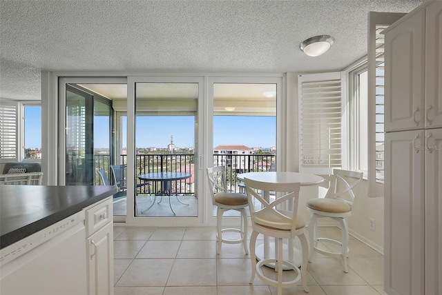 6322 Palma Del Mar Blvd S Unit 706, Saint Petersburg, FL 33715 - dining space featuring a textured ceiling, light tile patterned floors, baseboards, and plenty of natural light