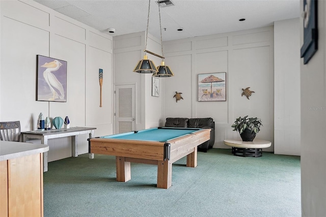 6322 Palma Del Mar Blvd S Unit 706, Saint Petersburg, FL 33715 - recreation room with a decorative wall, visible vents, billiards, and carpet flooring