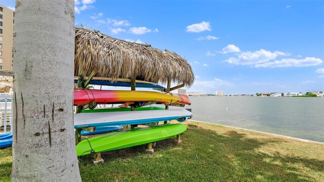 6322 Palma Del Mar Blvd S Unit 706, Saint Petersburg, FL 33715 - dock area with a water view and a lawn