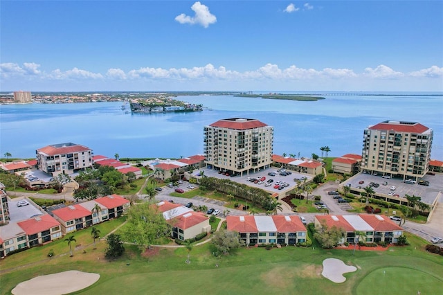 6322 Palma Del Mar Blvd S Unit 706, Saint Petersburg, FL 33715 - bird's eye view featuring golf course view and a water view