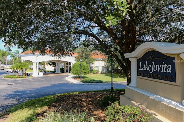 view of community sign