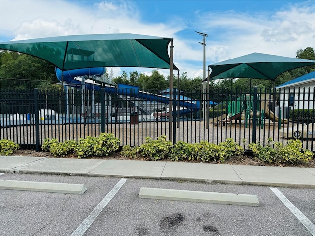 community play area with fence