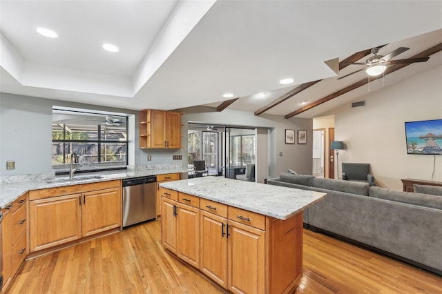 170 Foxfire Ln, Oldsmar, FL 34677 - kitchen with dishwasher, a sink, visible vents, and light wood-type flooring
