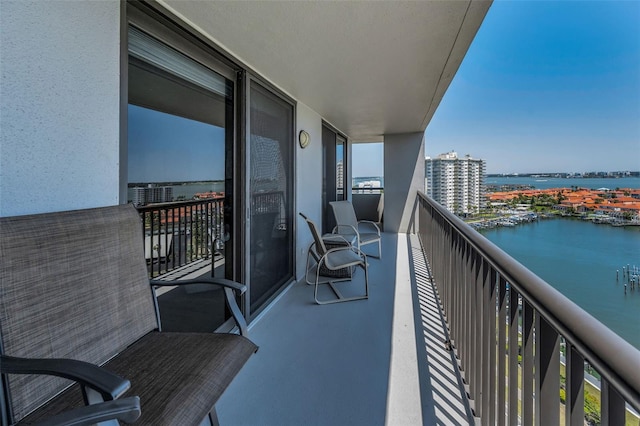 balcony with a water view