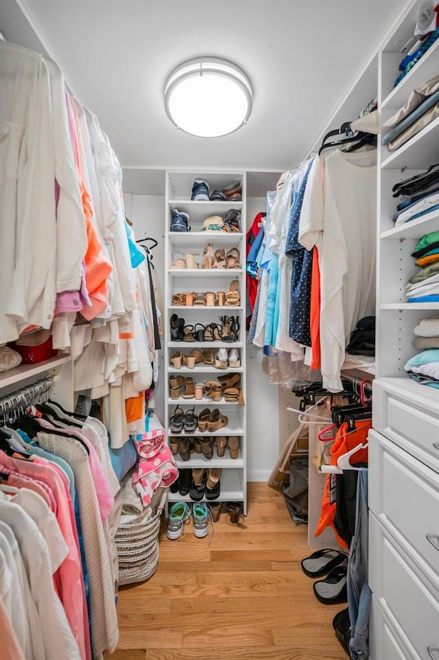 spacious closet with wood finished floors
