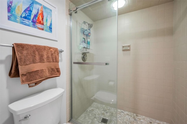 full bath featuring toilet and a stall shower