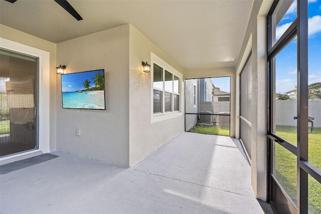 view of unfurnished sunroom