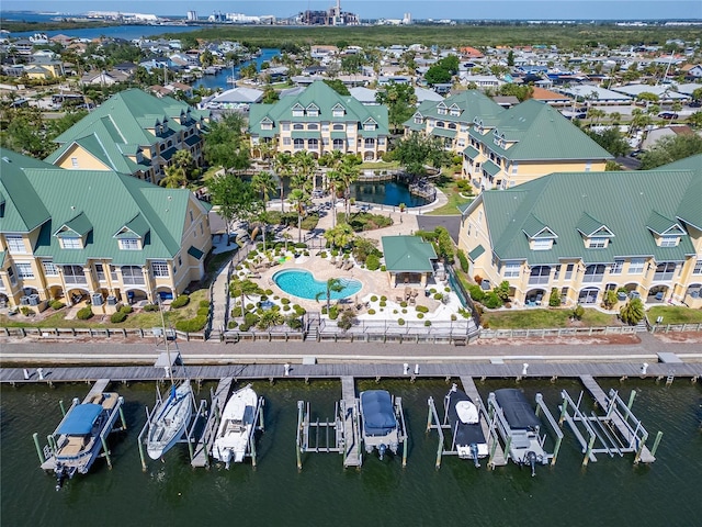 6451 Sunset Bay Cir, Apollo Beach, FL 33572 - drone / aerial view with a water view and a residential view