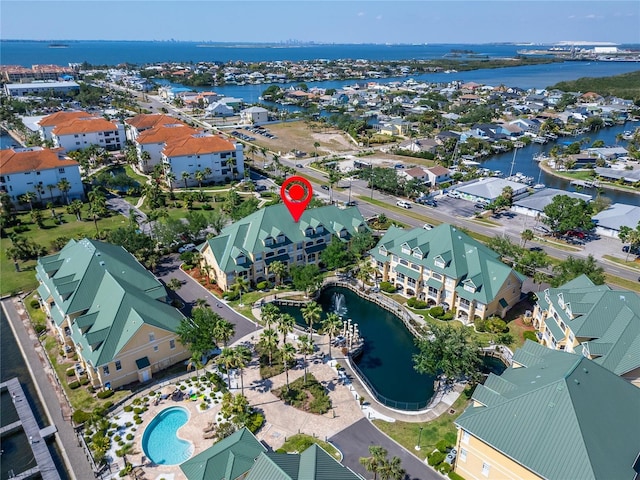 6451 Sunset Bay Cir, Apollo Beach, FL 33572 - bird's eye view featuring a residential view and a water view