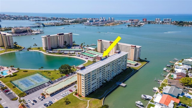 4725 Cove Cir Unit 810, Saint Petersburg, FL 33708 - birds eye view of property featuring a city view and a water view