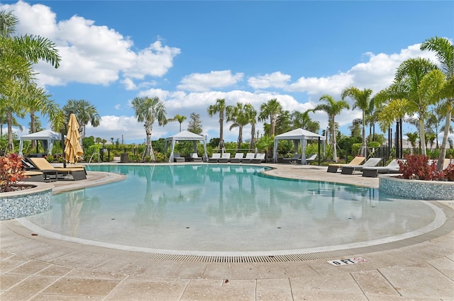 16709 Barnwood Pl, Bradenton, FL 34211 - community pool featuring a gazebo and a patio
