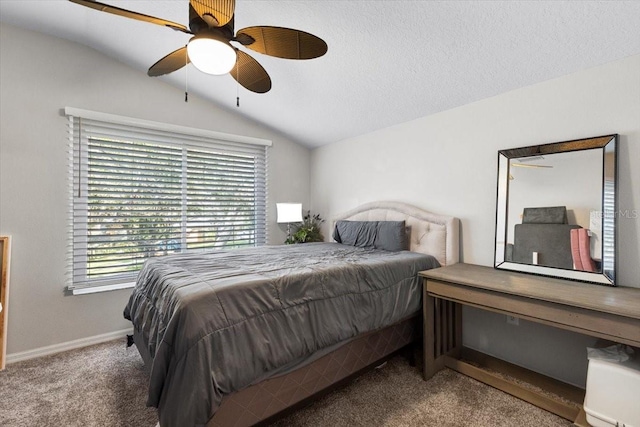 6230 Gannetdale Dr, Lithia, FL 33547 - bedroom featuring lofted ceiling, carpet, baseboards, and ceiling fan