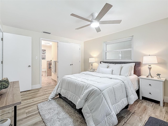 1469 S Hillcrest Ave, Clearwater, FL 33756 - bedroom with light wood-style floors, baseboards, and ceiling fan