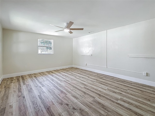 1469 S Hillcrest Ave, Clearwater, FL 33756 - empty room featuring wood finished floors, ceiling fan, and baseboards