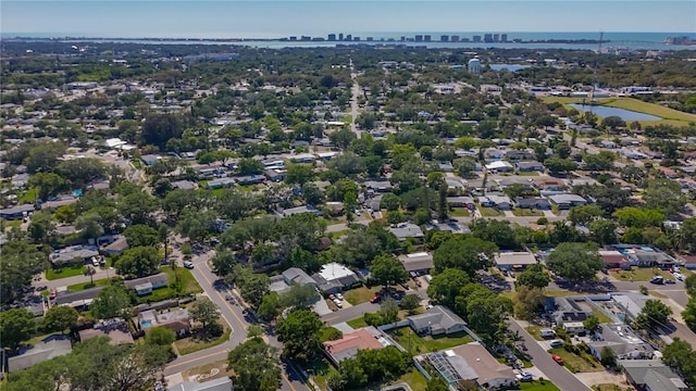 1469 S Hillcrest Ave, Clearwater, FL 33756 - aerial view of property and surrounding area with a large body of water and nearby suburban area