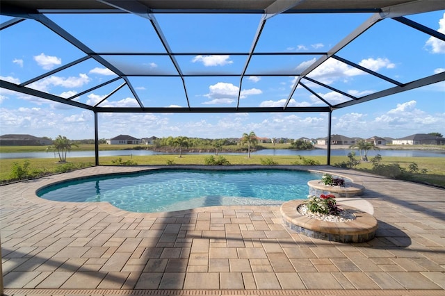 5325 San Remo Cir, Wimauma, FL 33598 - pool featuring a water view, a patio, and a lanai