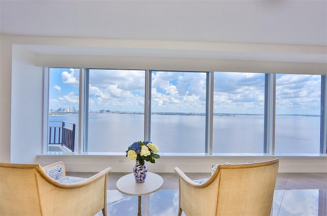 3435 Bayshore Blvd Unit 2100P, Tampa, FL 33629 - sitting room with tile patterned floors and a water view
