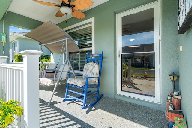 6745 Basswood Cir, Zephyrhills, FL 33542 - view of patio / terrace with ceiling fan