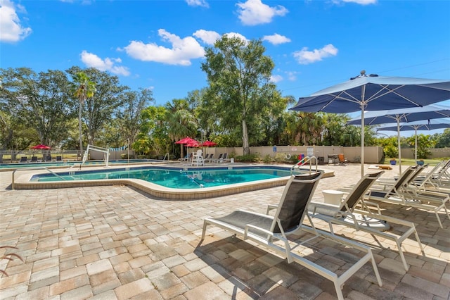 4769 Stoneview Cir, Oldsmar, FL 34677 - community pool featuring a patio and fence