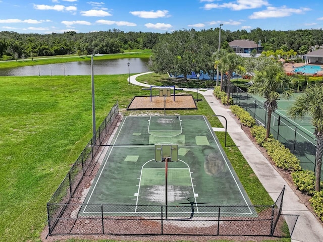 7413 Surrey Wood Ln, Apollo Beach, FL 33572 - view of home's community featuring a water view, view of scattered trees, and community basketball court
