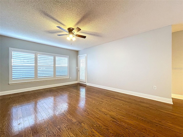 810 Island Walk Dr Unit 810, Tampa, FL 33602 - empty room with baseboards, a textured ceiling, a ceiling fan, and dark wood-style floors