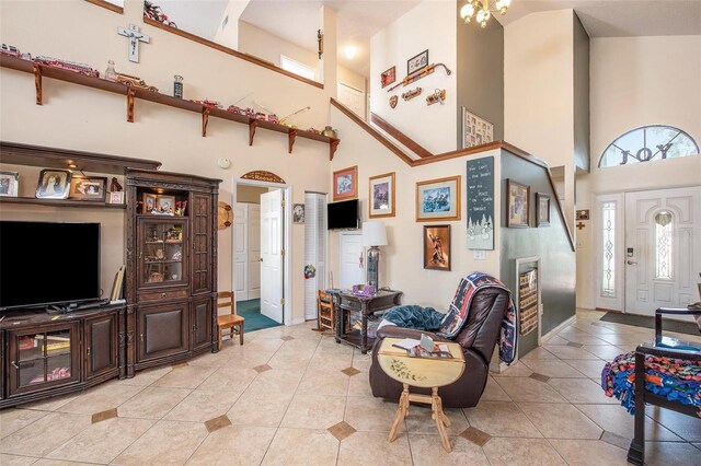 8704 Tarrington Pl, Tampa, FL 33635 - foyer featuring a towering ceiling and light tile patterned flooring