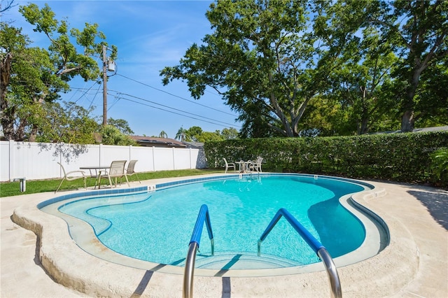 view of pool with a fenced in pool, a patio area, and a fenced backyard