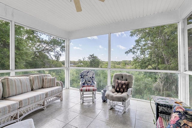 9520 Indale Dr, New Port Richey, FL 34654 - sunroom / solarium featuring plenty of natural light, an outdoor living space, and ceiling fan