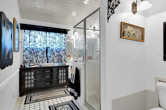 9520 Indale Dr, New Port Richey, FL 34654 - full bath with toilet, vanity, and a stall shower