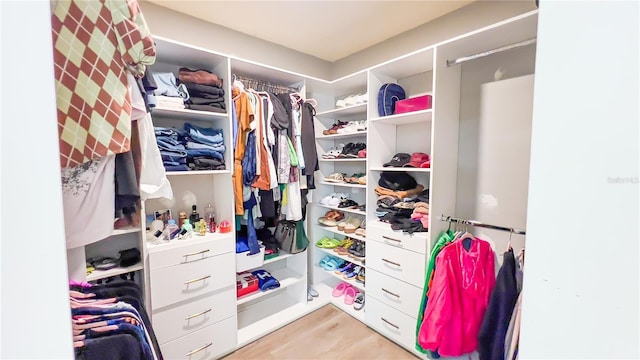 spacious closet featuring light wood-type flooring