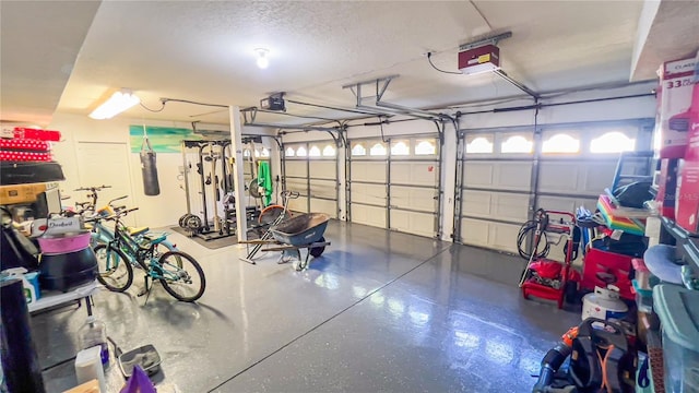 garage with a garage door opener
