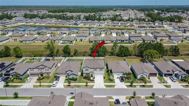aerial view with a residential view