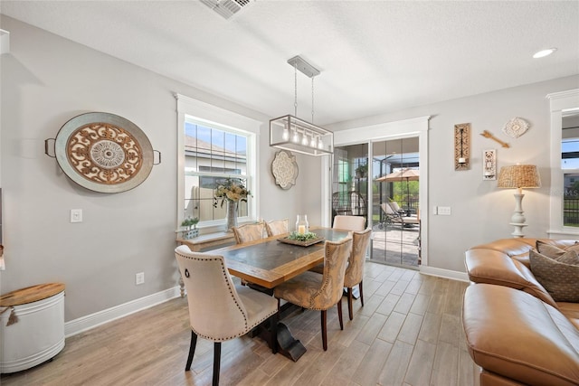 4108 Mellon Dr, Odessa, FL 33556 - dining room featuring a wealth of natural light, light wood-style flooring, baseboards, and visible vents