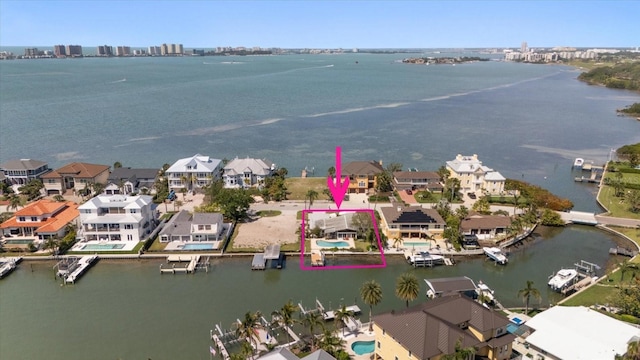19 N Pine Cir, Belleair, FL 33756 - birds eye view of property featuring a residential view and a water view