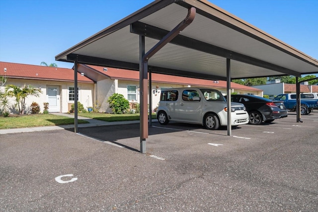 view of covered parking lot